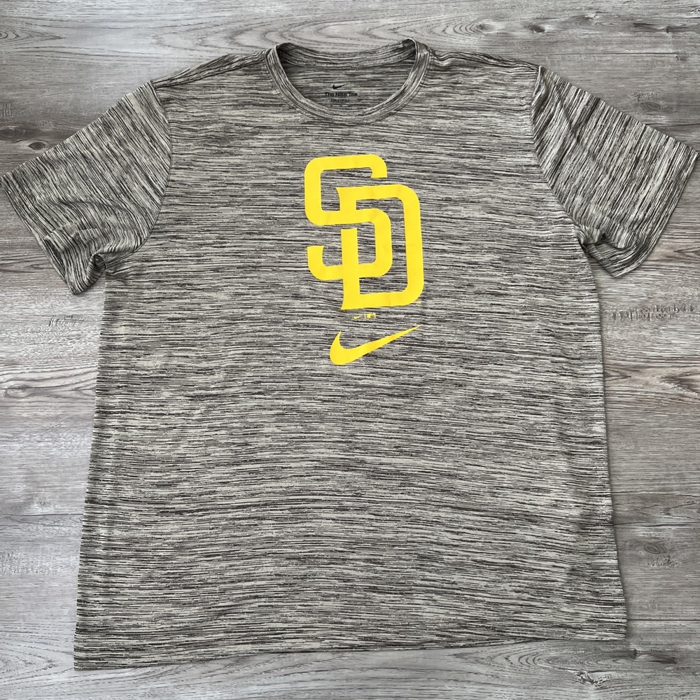 Nike Dri-FIT San Diego Padres T-Shirt Mens XL Gray Gold SD Logo MLB Performance